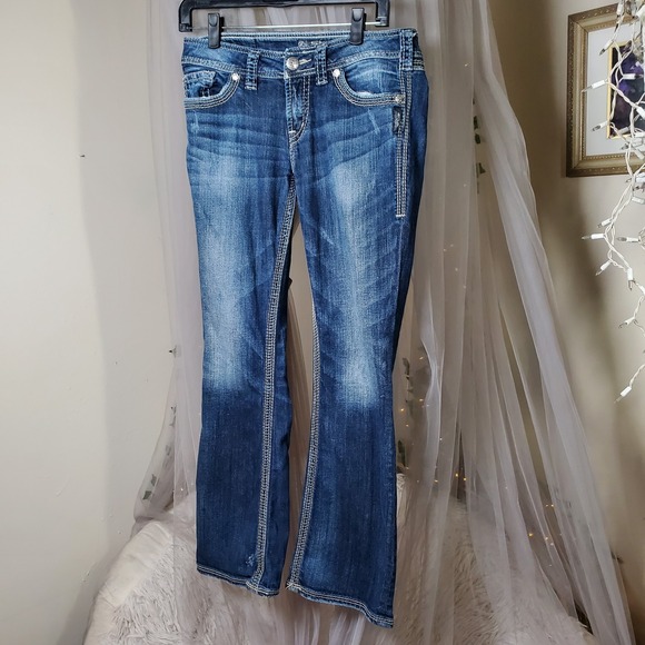 Silver Jeans Denim - Silver Suki Retro Jeans Bootcut Y2k Embellished Pockets Sz 32/30 Denim Mid Rise